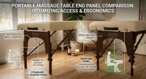 An illustration showing the difference between a standard end panel and an open Reiki