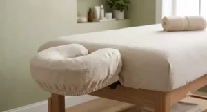 Matching plush flannel face cradle cover accessory for professional massage table sheet sets