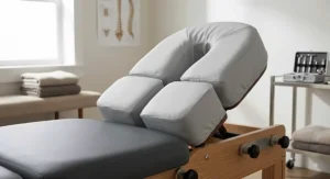 Sanitary waterproof face cradle cover designed for chiropractic adjustments and physical therapy tables.