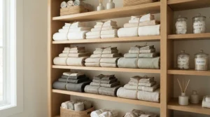 Soft cotton massage table sheets with face hole and matching pillow covers in a wellness clinic
